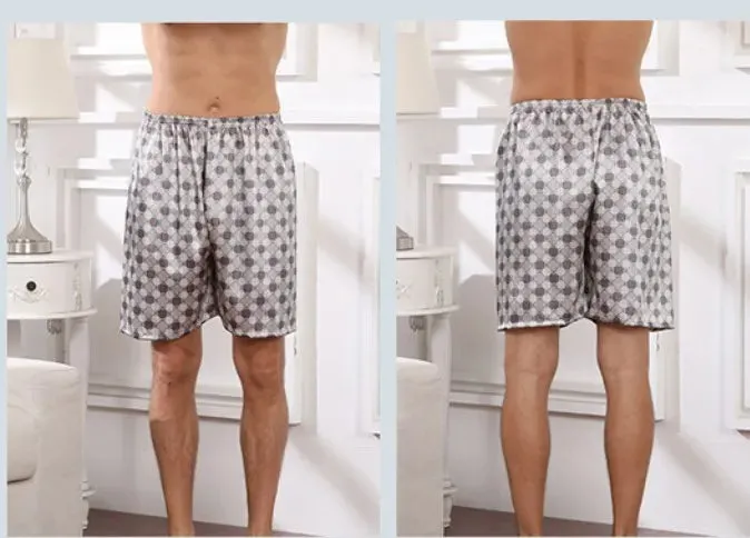 Men Casual Home Nightwear Satin Pajamas Shorts Pyjamas Sleep Bottoms Boxers Short Pants Lounge Homewear