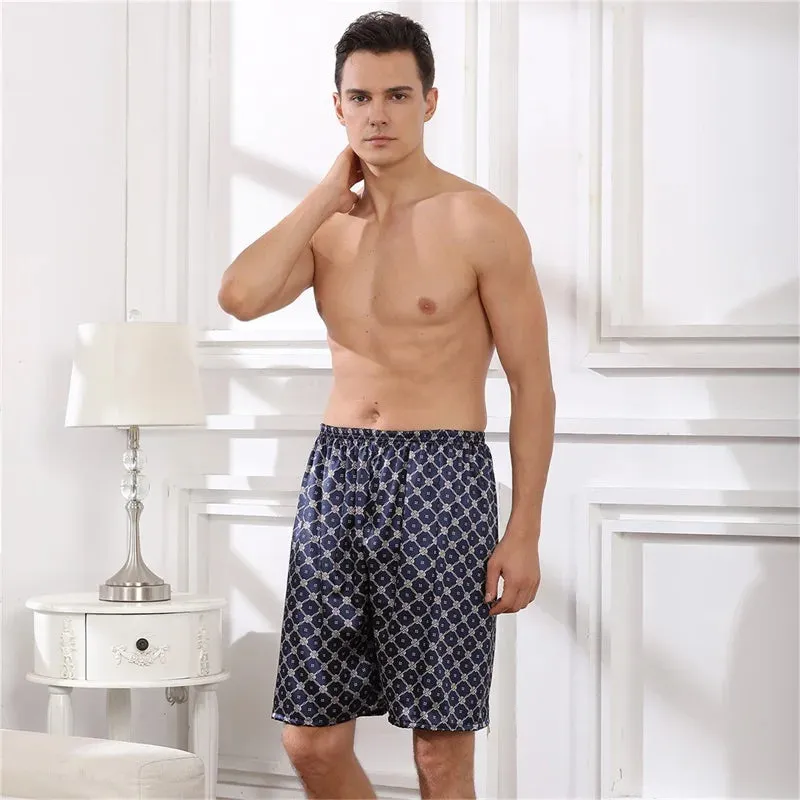 Men Casual Home Nightwear Satin Pajamas Shorts Pyjamas Sleep Bottoms Boxers Short Pants Lounge Homewear