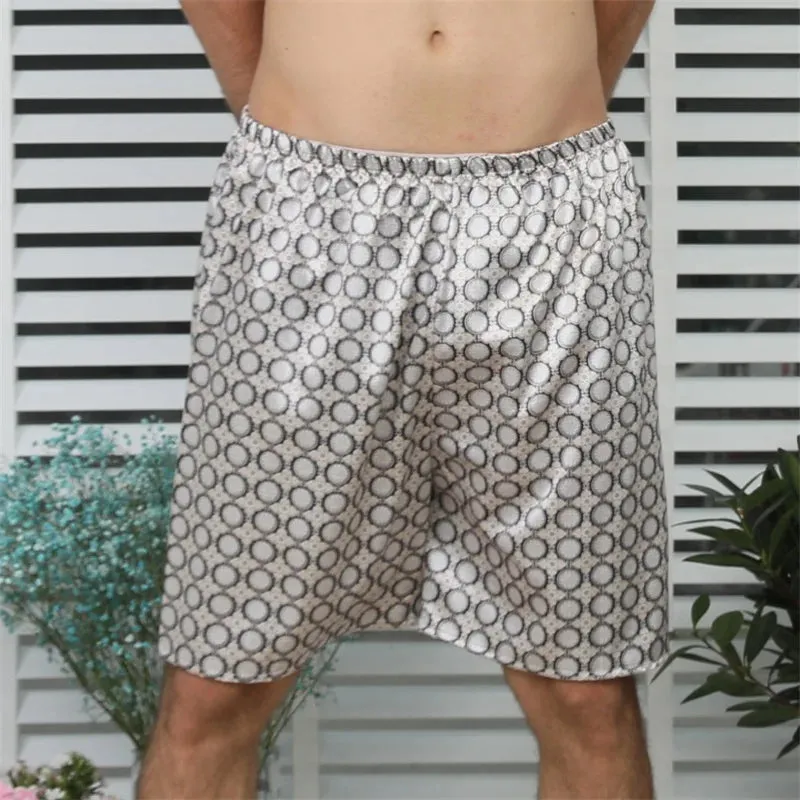 Men Casual Home Nightwear Satin Pajamas Shorts Pyjamas Sleep Bottoms Boxers Short Pants Lounge Homewear