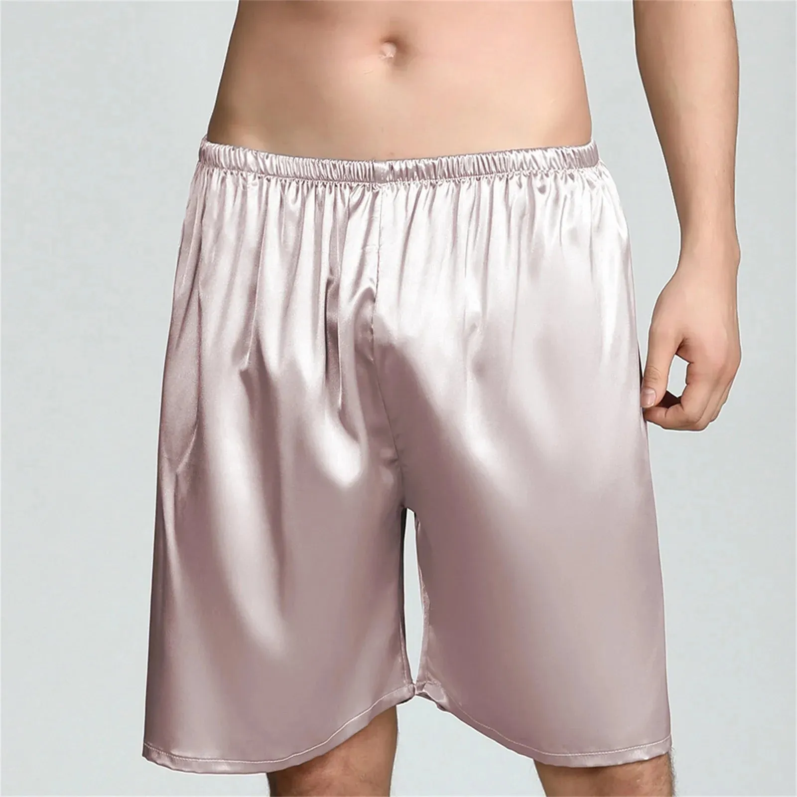 Men Casual Home Nightwear Satin Pajamas Shorts Pyjamas Sleep Bottoms Boxers Short Pants Lounge Homewear
