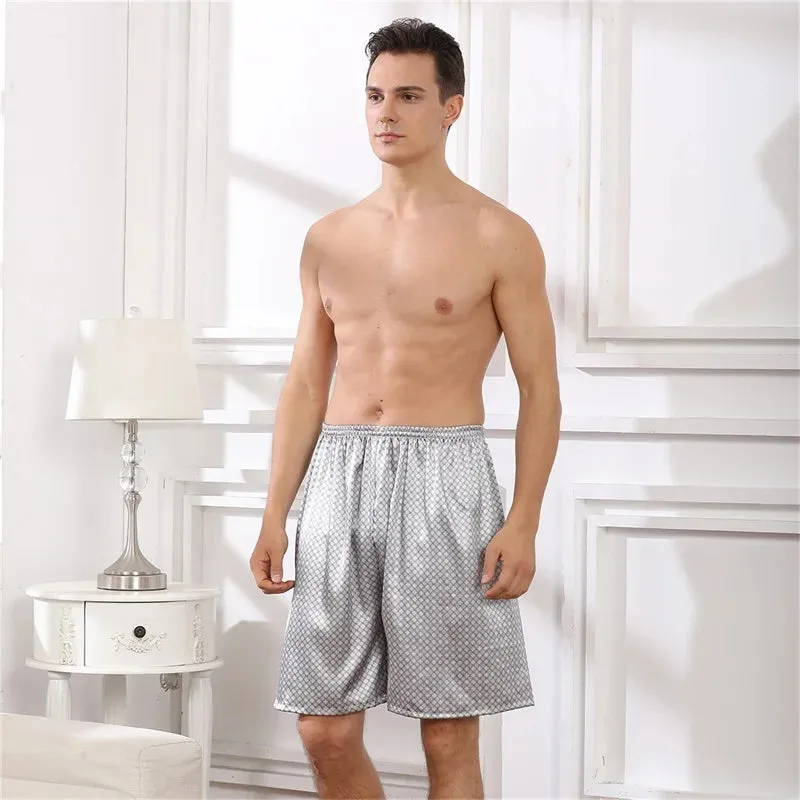 Men Casual Home Nightwear Satin Pajamas Shorts Pyjamas Sleep Bottoms Boxers Short Pants Lounge Homewear