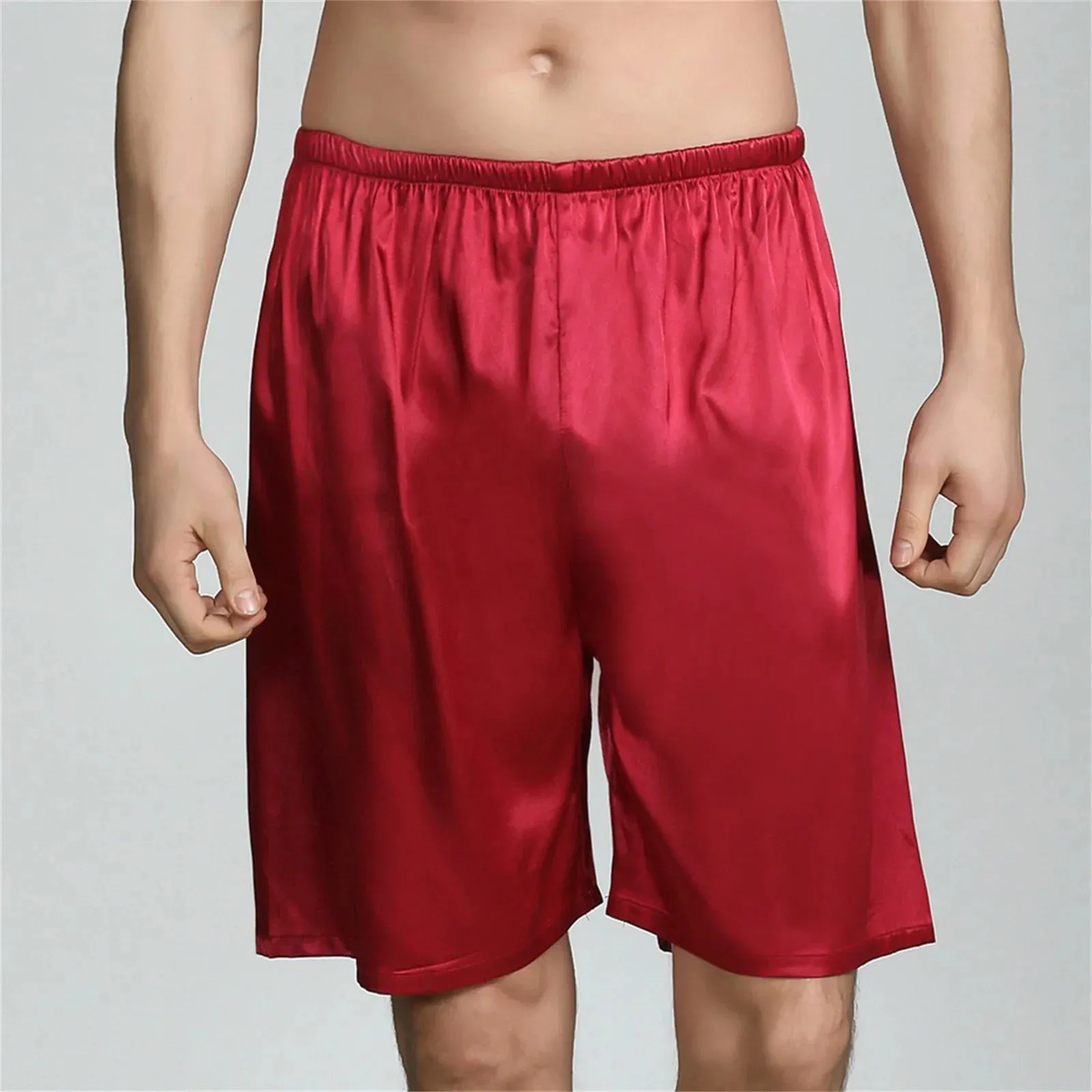 Men Casual Home Nightwear Satin Pajamas Shorts Pyjamas Sleep Bottoms Boxers Short Pants Lounge Homewear