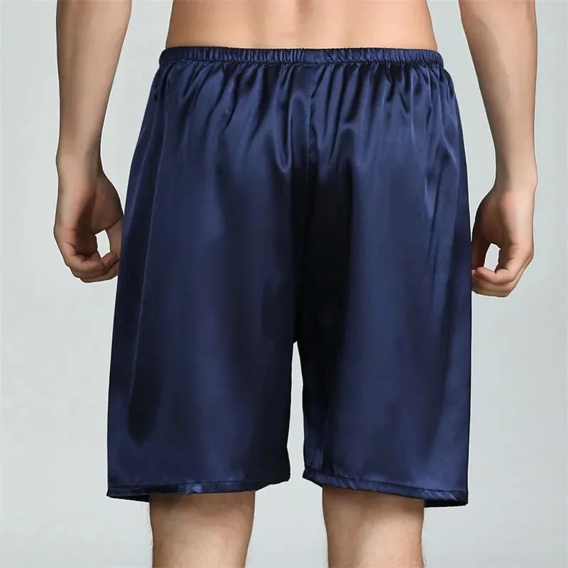 Men Casual Home Nightwear Satin Pajamas Shorts Pyjamas Sleep Bottoms Boxers Short Pants Lounge Homewear