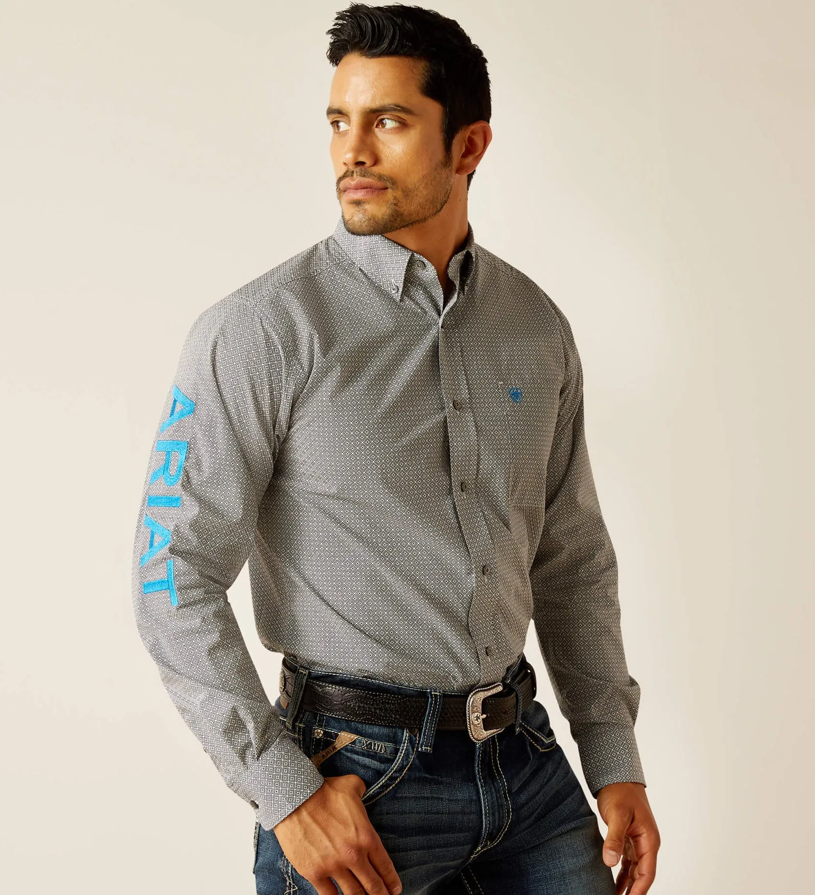Men’s Ariat Beige Team Gareth Fitted Shirt