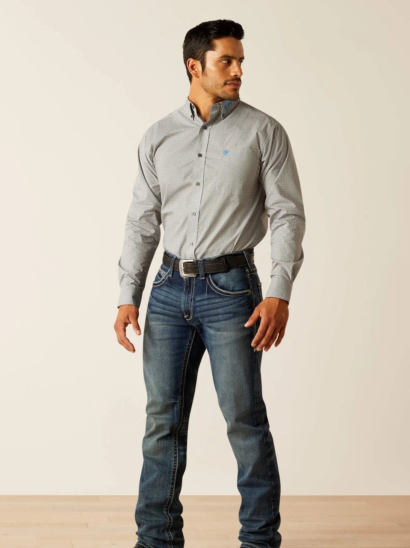 Men’s Ariat Beige Team Gareth Fitted Shirt