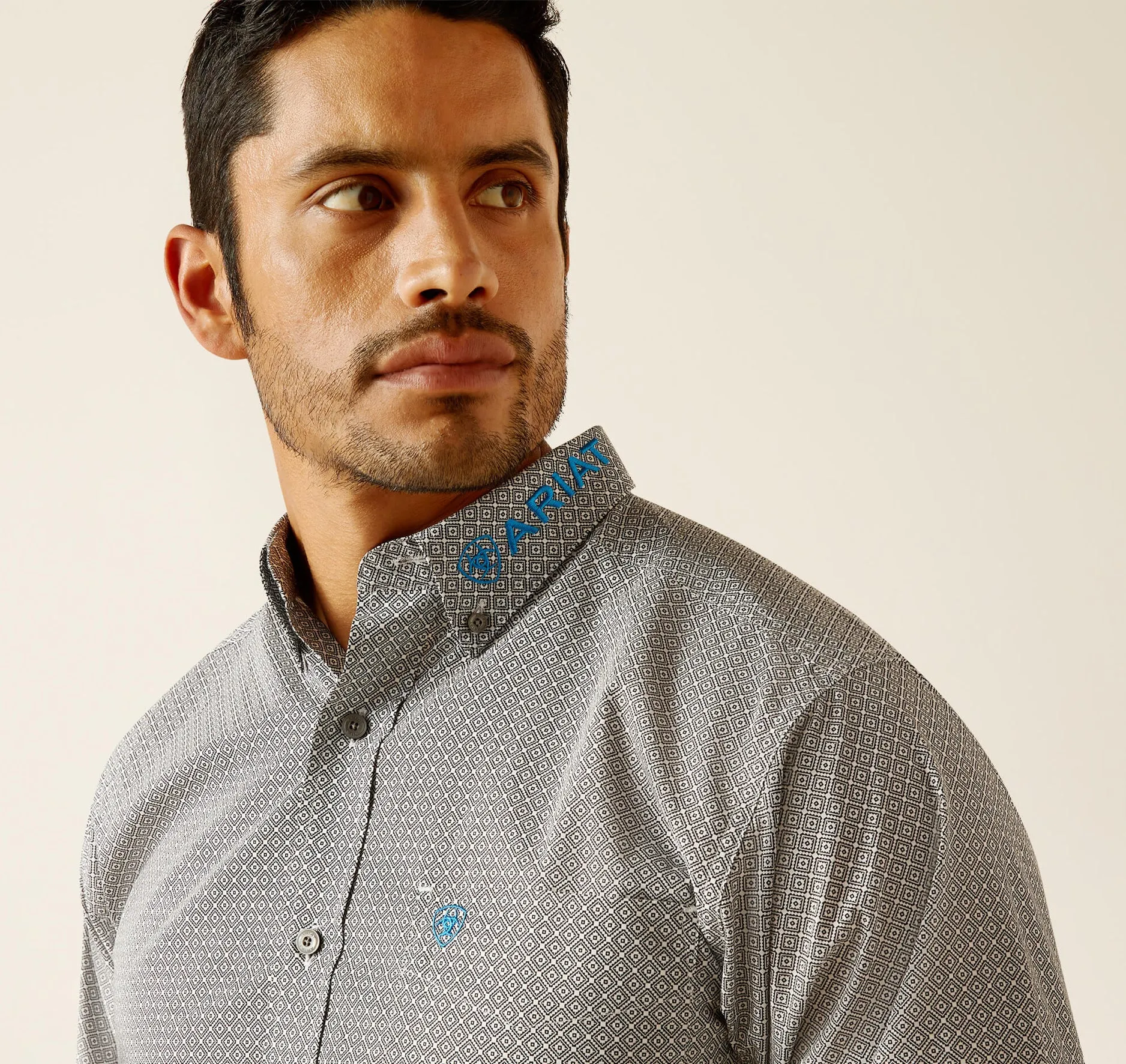 Men’s Ariat Beige Team Gareth Fitted Shirt