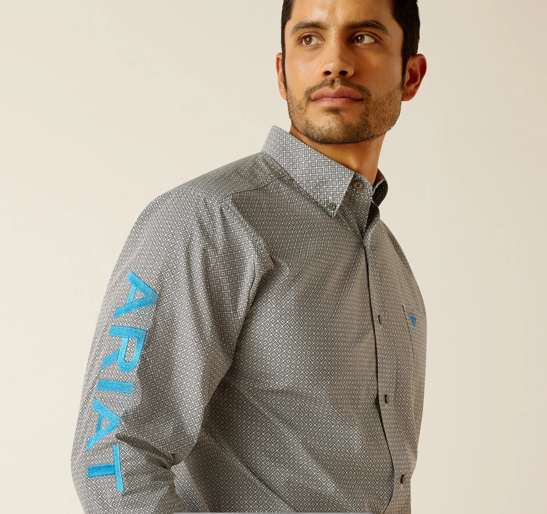 Men’s Ariat Beige Team Gareth Fitted Shirt