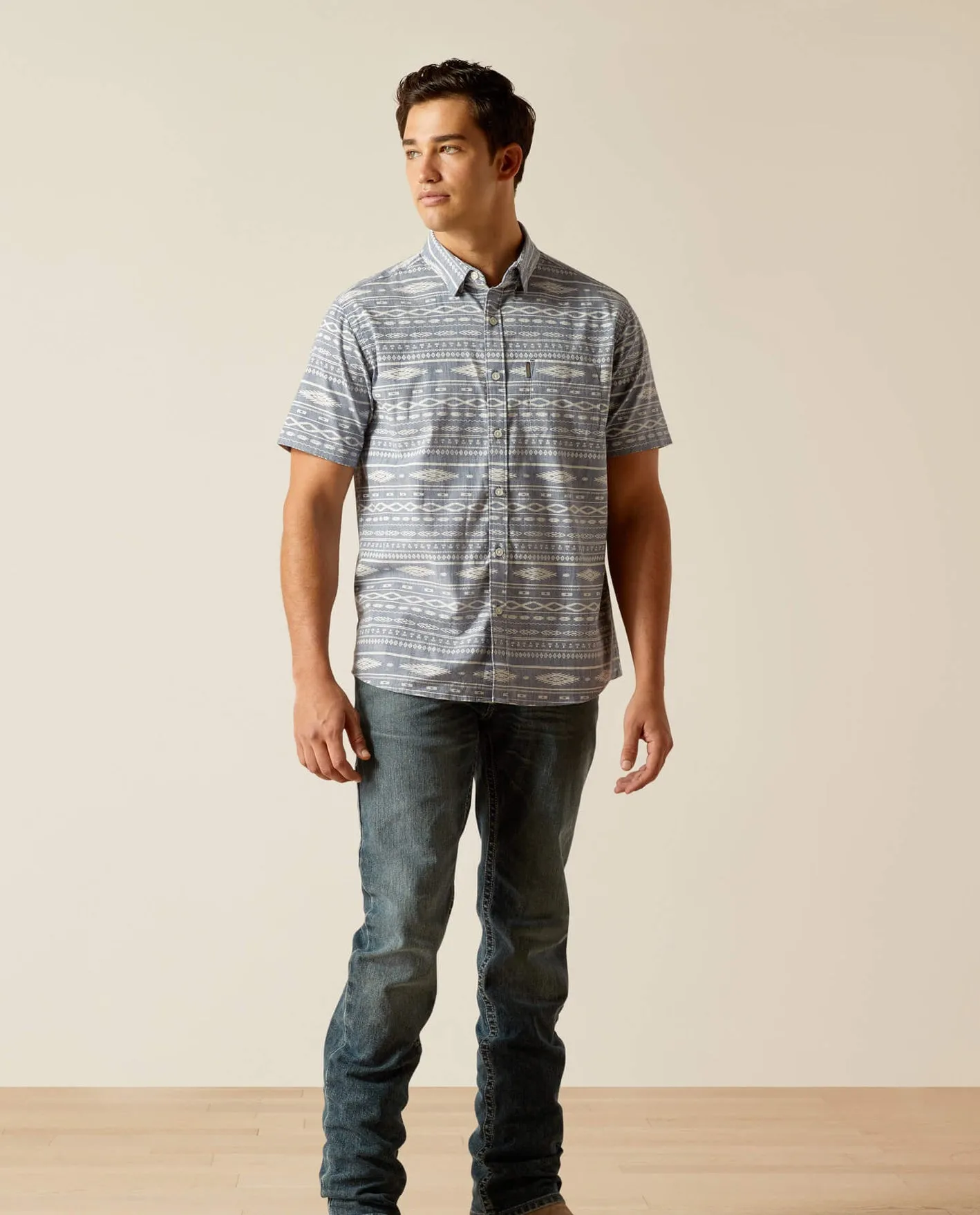 Men’s Ariat Chambray Blue Mack Modern Fit Shirt
