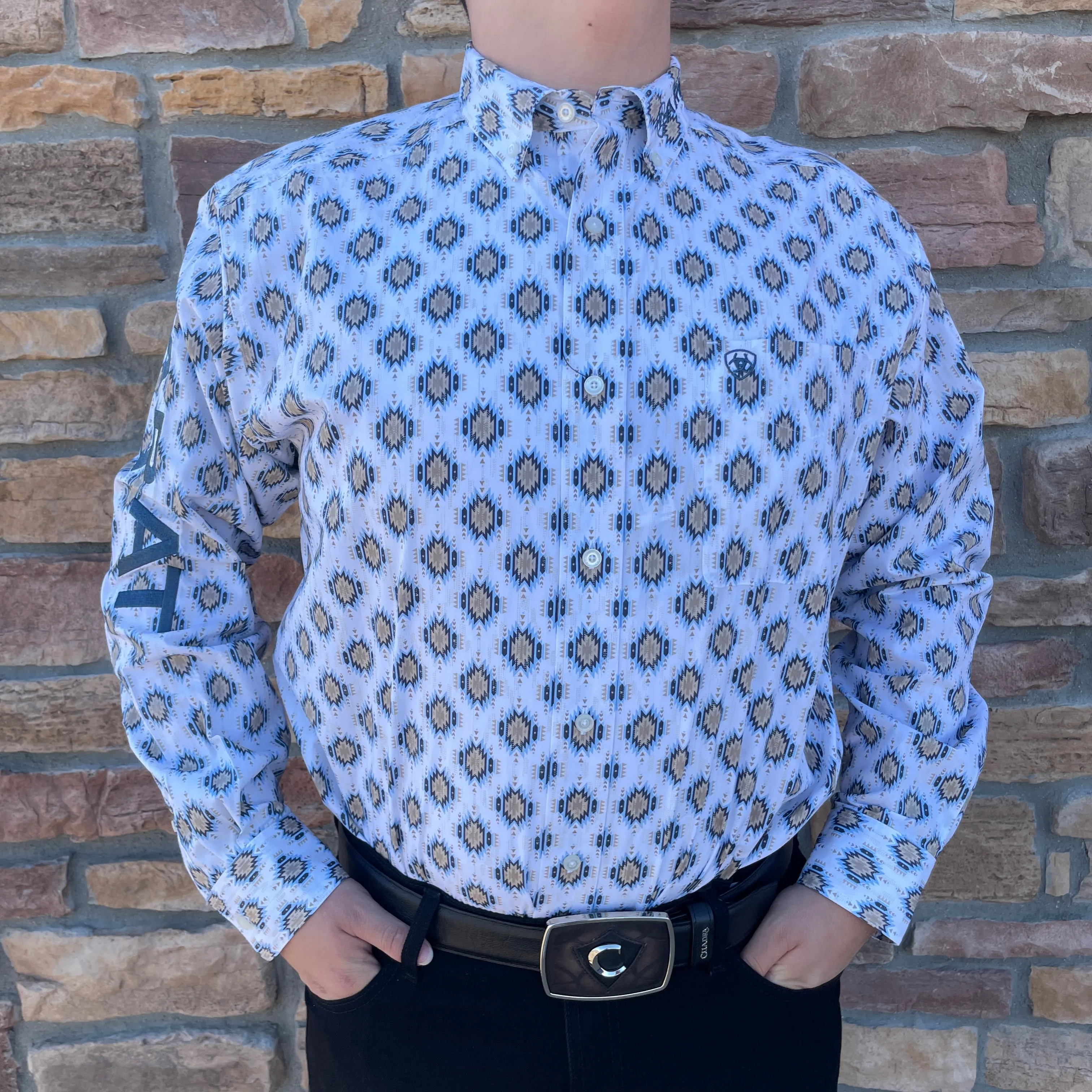 Men’s Ariat White Team Warner Classic Fit Shirt