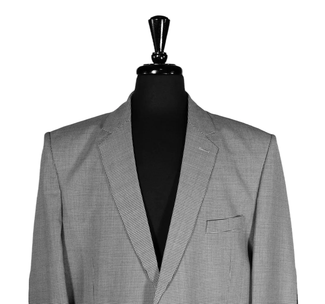 Men's Blazer Black Check Wool Jacket Sport Coat (46R)