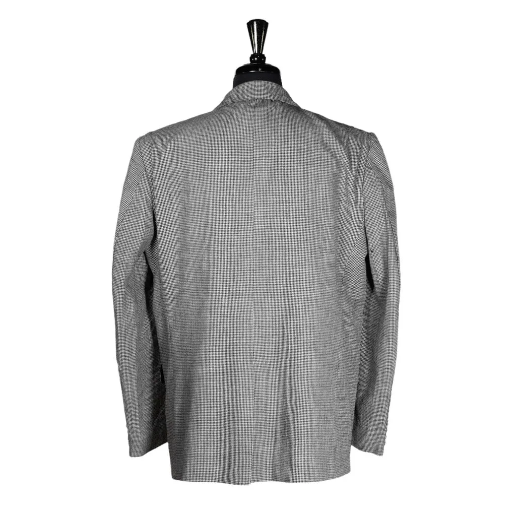 Men's Blazer Black White Check Wool Jacket Sport Coat (46R)