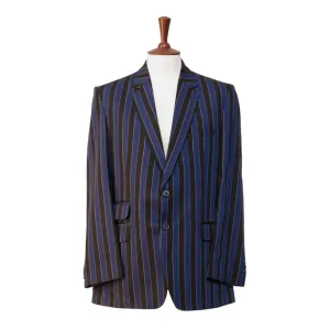 Mens Blazer Blue Black Striped Wool 2 Button Dress Formal Suit Jacket Wedding Sport Coat 44R
