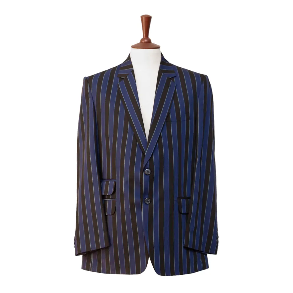 Mens Blazer Blue Black Striped Wool 2 Button Dress Formal Suit Jacket Wedding Sport Coat 44R