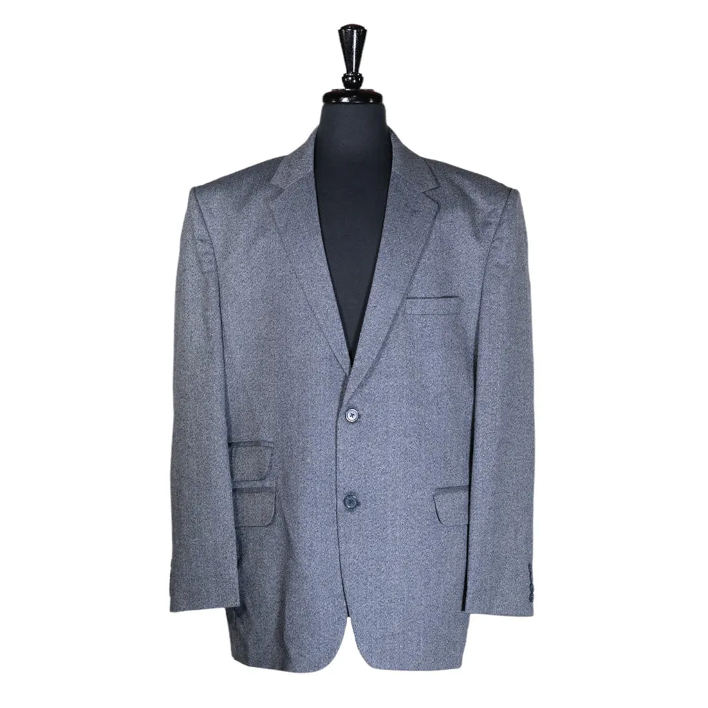 Men's Blazer Blue Gray Textured Wool Jacket Sport Coat (48R)