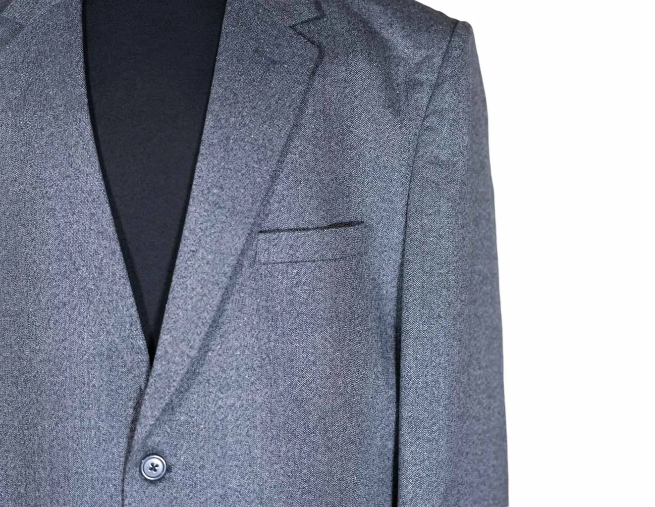 Men's Blazer Blue Gray Textured Wool Jacket Sport Coat (48R)