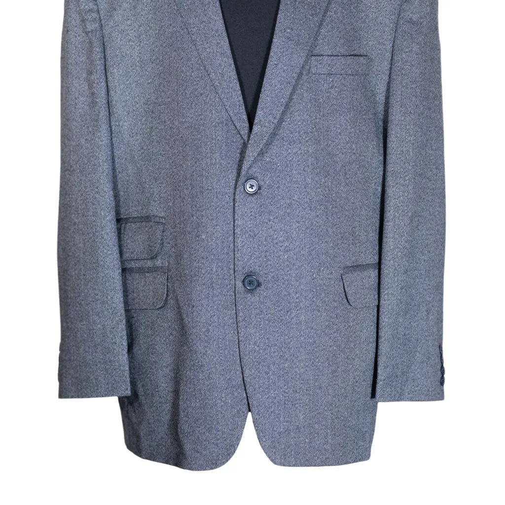 Men's Blazer Blue Gray Textured Wool Jacket Sport Coat (48R)