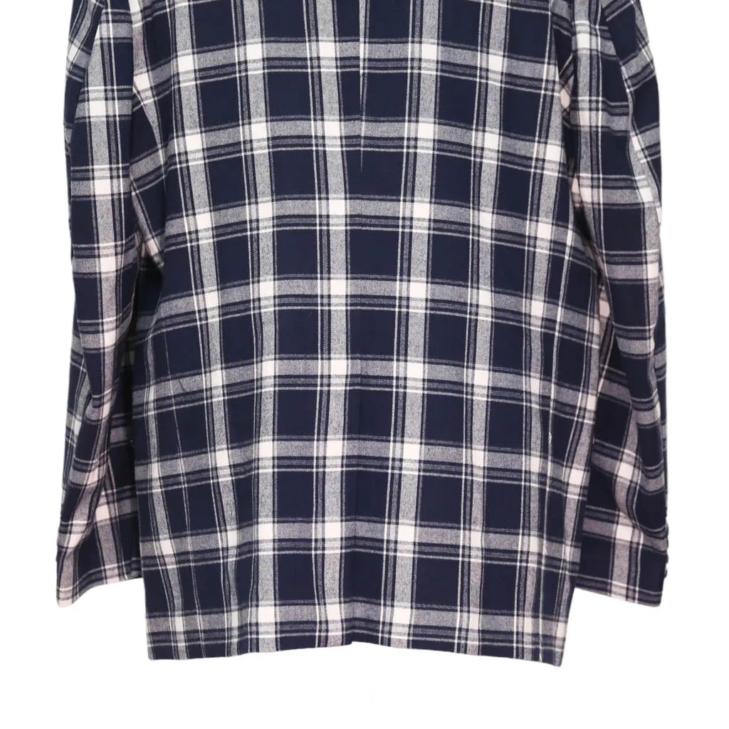 Mens Blazer Blue White Plaid Check Wool Handmade Dress Formal Suit Jacket Wedding Sport Coat 46R
