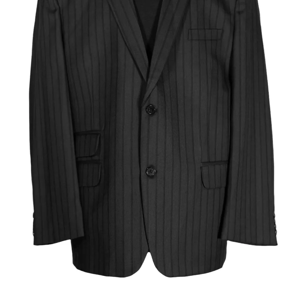 Men's Blazer Dark Gray Striped Wool Formal Jacket Sport Coat (46R)