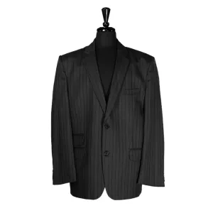 Men's Blazer Dark Gray Striped Wool Formal Jacket Sport Coat (46R)