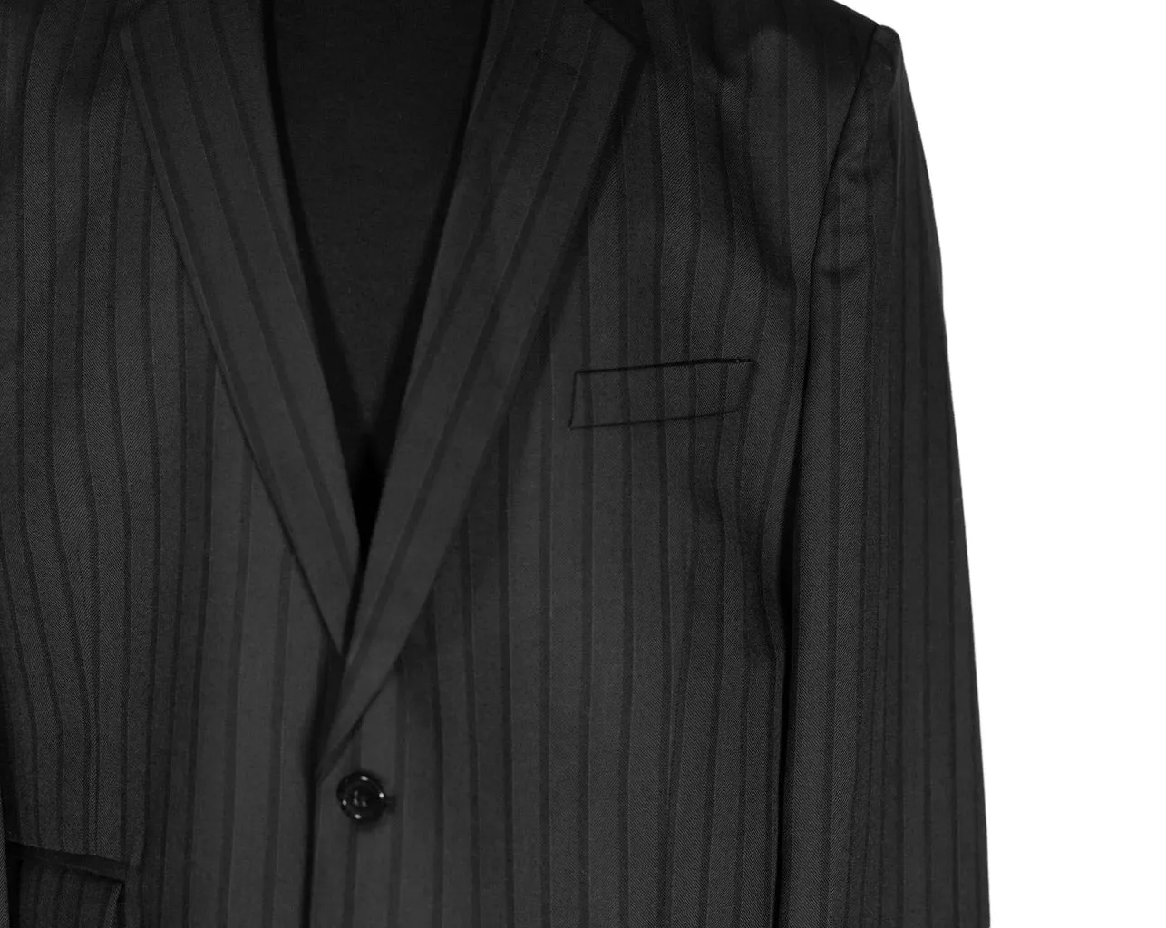 Men's Blazer Dark Gray Striped Wool Formal Jacket Sport Coat (46R)