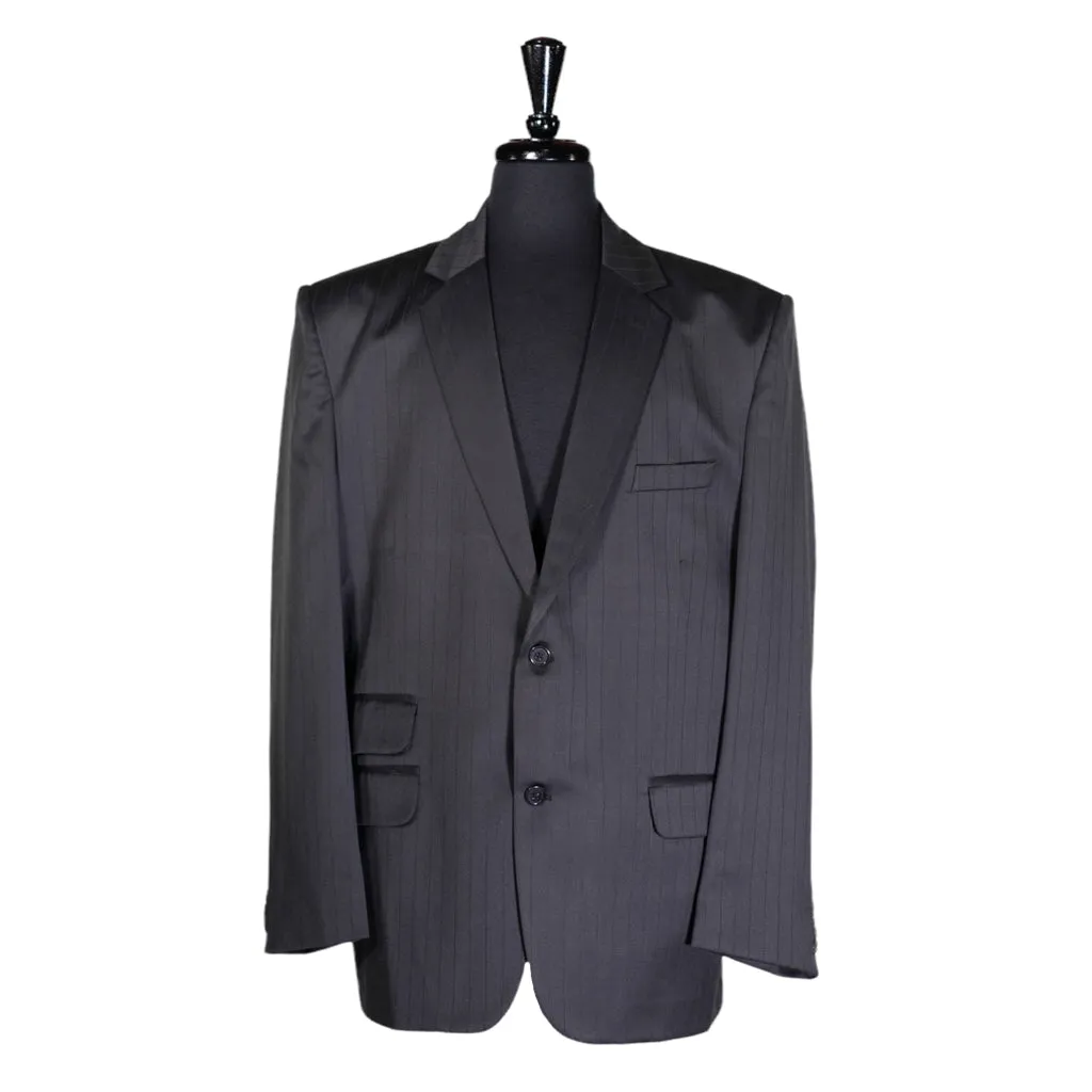 Men's Blazer Dark Gray Striped Wool Jacket Sport Coat (46R)