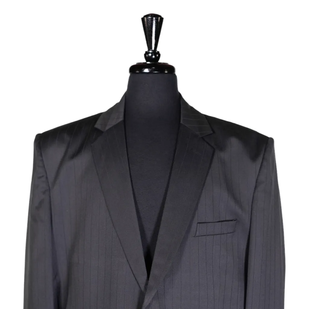 Men's Blazer Dark Gray Striped Wool Jacket Sport Coat (46R)