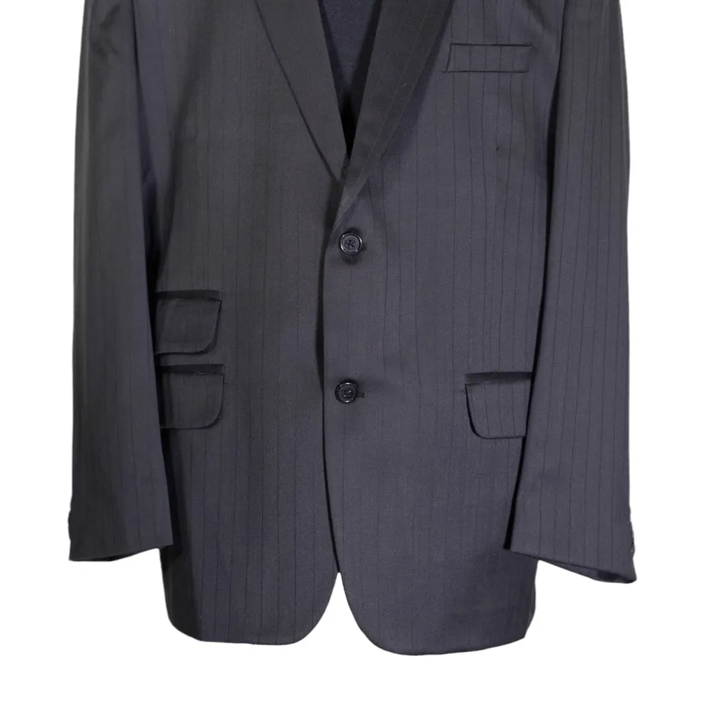 Men's Blazer Dark Gray Striped Wool Jacket Sport Coat (46R)