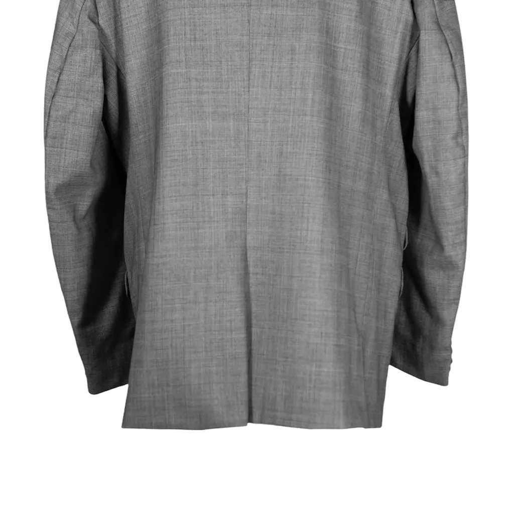 Men's Blazer Gray Plaid Check Wool Jacket Sport Coat (46R)