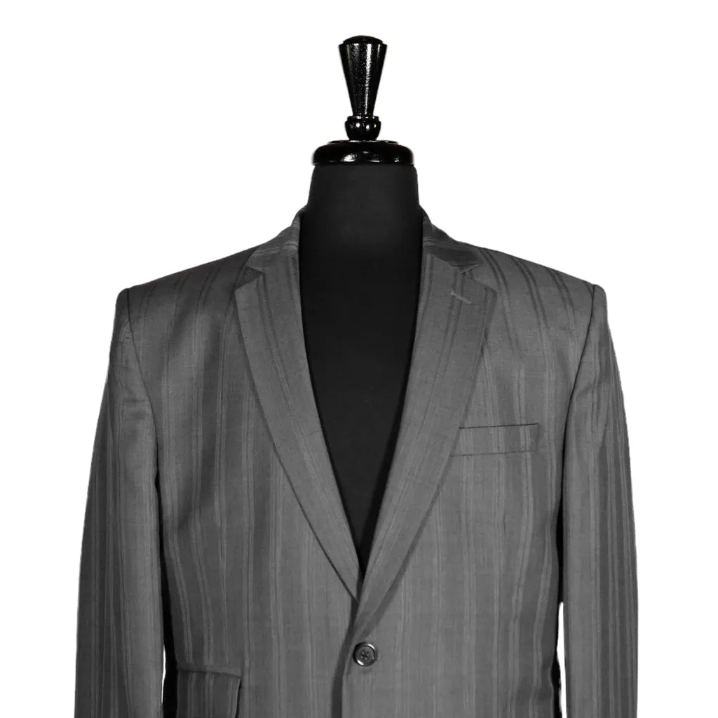 Men's Blazer Gray Striped Wool Jacket Sport Coat (42R)