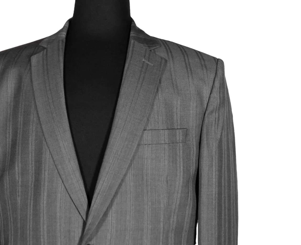 Men's Blazer Gray Striped Wool Jacket Sport Coat (42R)
