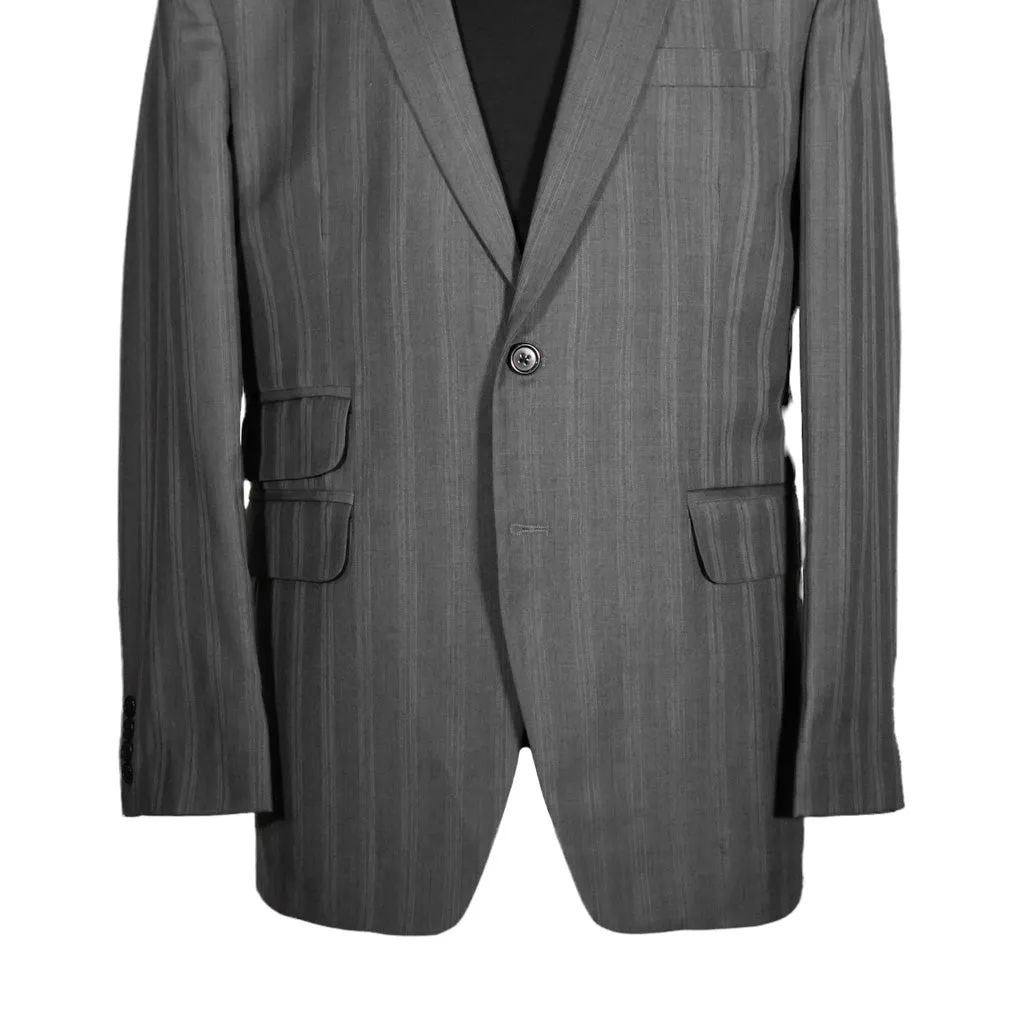 Men's Blazer Gray Striped Wool Jacket Sport Coat (42R)
