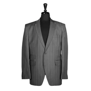 Men's Blazer Gray Striped Wool Jacket Sport Coat (42R)