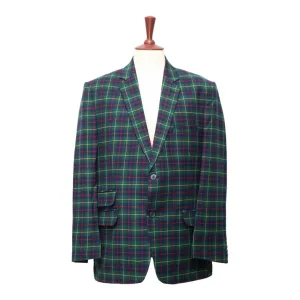 Mens Blazer Green Blue Red Tartan Plaid Check Wool 2 Button Dress Formal Suit Jacket Wedding Sport Coat 46R