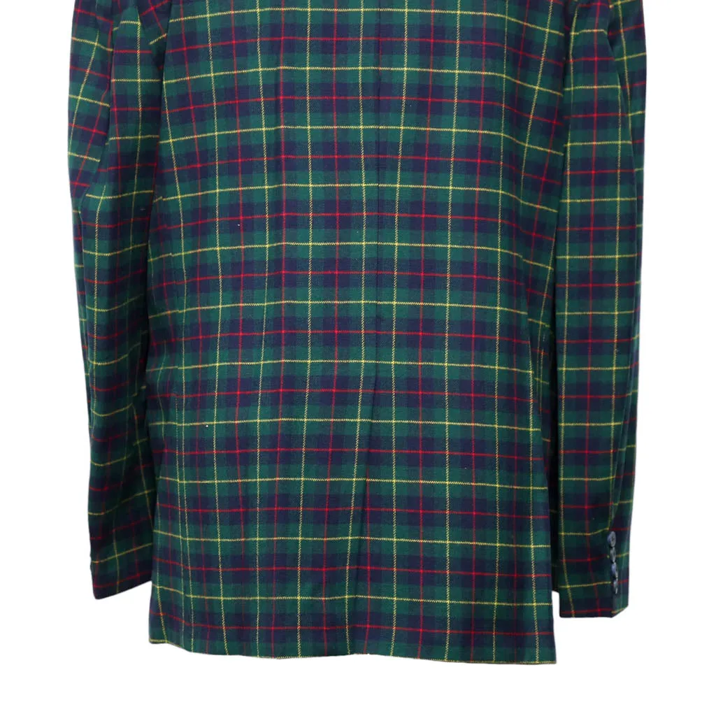 Mens Blazer Green Blue Red Tartan Plaid Check Wool 2 Button Dress Formal Suit Jacket Wedding Sport Coat 46R