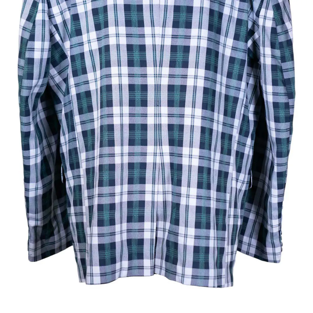 Mens Blazer Green Blue White Plaid Check Wool Dress Formal Suit Jacket Wedding Sport Coat