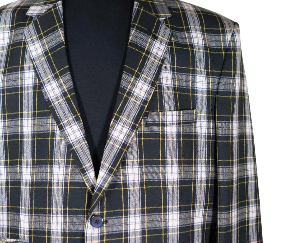 Mens Blazer Green Blue Yellow Plaid Check Wool Dress Formal Suit Jacket Wedding Sport Coat 48R