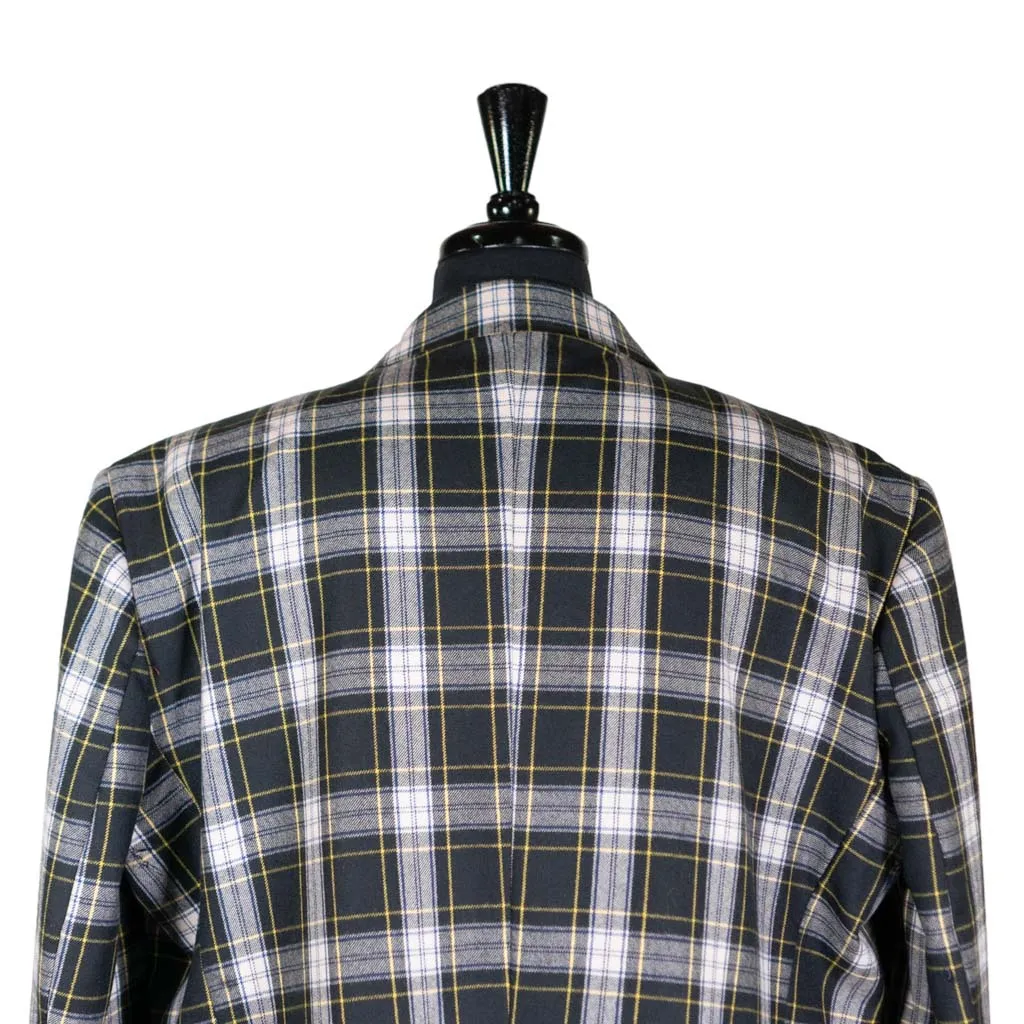 Mens Blazer Green Blue Yellow Plaid Check Wool Dress Formal Suit Jacket Wedding Sport Coat 48R