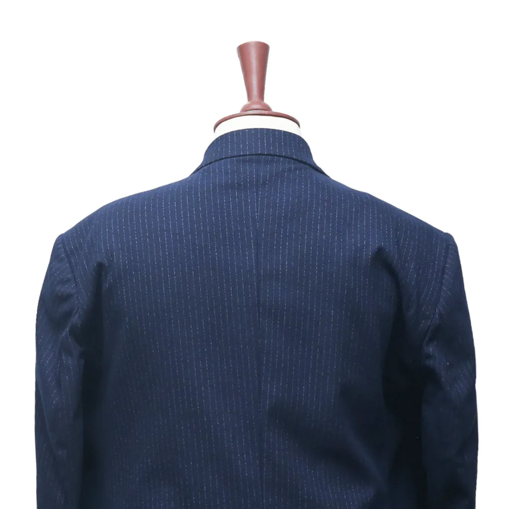 Mens Blazer Navy Blue Striped 100% Wool 2 Button Dress Formal Suit Jacket Wedding Sport Coat 48R