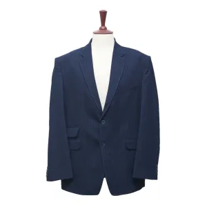 Mens Blazer Navy Blue Striped 100% Wool 2 Button Dress Formal Suit Jacket Wedding Sport Coat 48R