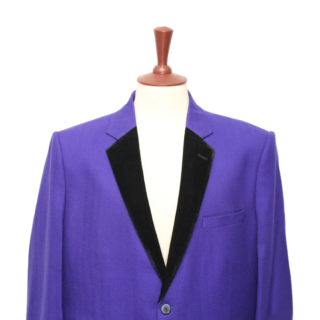 Mens Blazer Purple Black Wool Velvet 2 Button Dress Formal Tuxedo Suit Jacket Wedding Sport Coat 44R