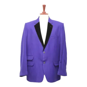 Mens Blazer Purple Black Wool Velvet 2 Button Dress Formal Tuxedo Suit Jacket Wedding Sport Coat 44R