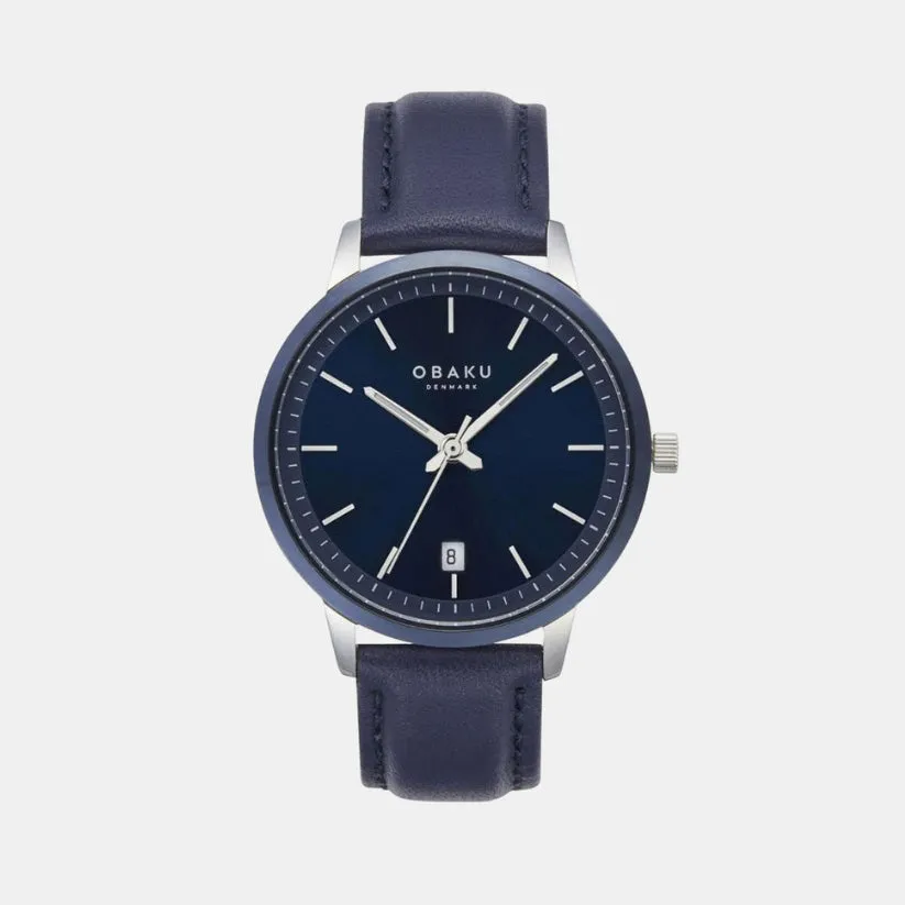 Men's Blue Analog Leather Watch V270GDHLRL
