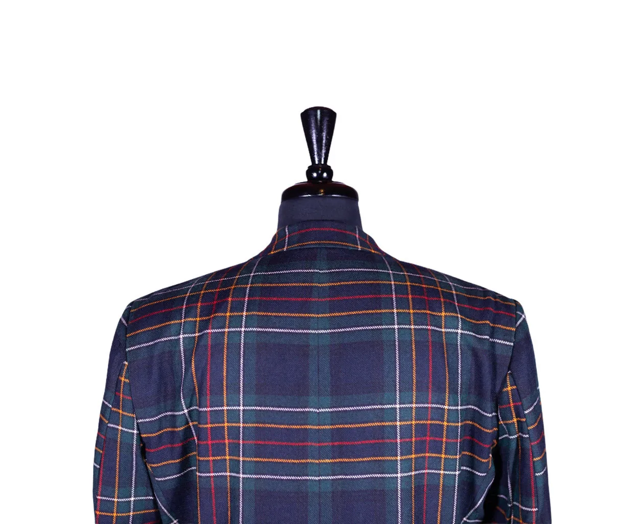 Men's Blue Tartan Plaid Wool Blazer (42R)