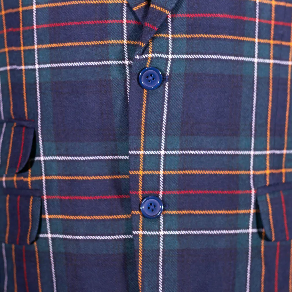 Men's Blue Tartan Plaid Wool Blazer (42R)