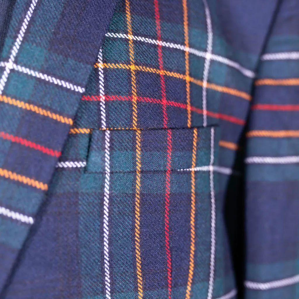 Men's Blue Tartan Plaid Wool Blazer (42R)