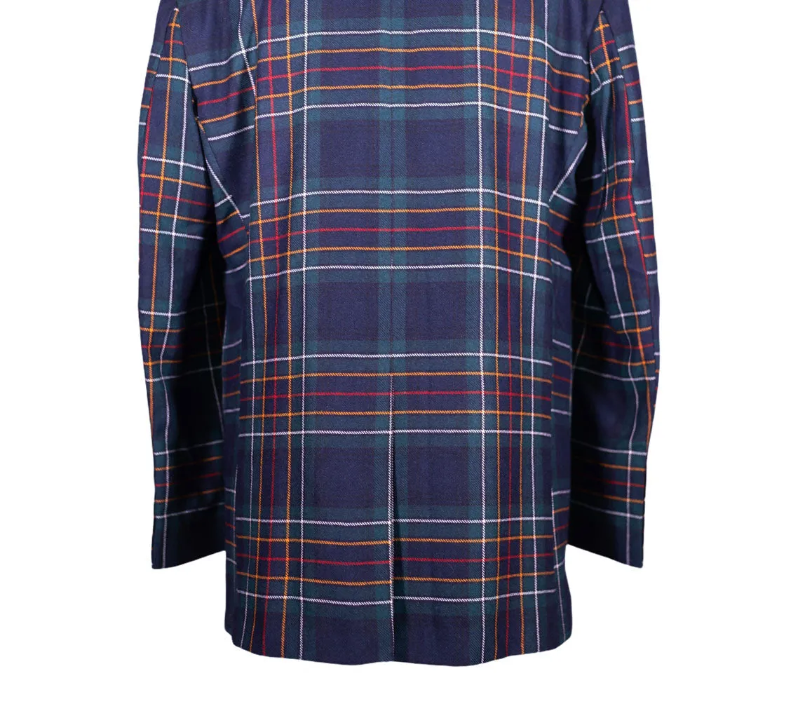 Men's Blue Tartan Plaid Wool Blazer (42R)