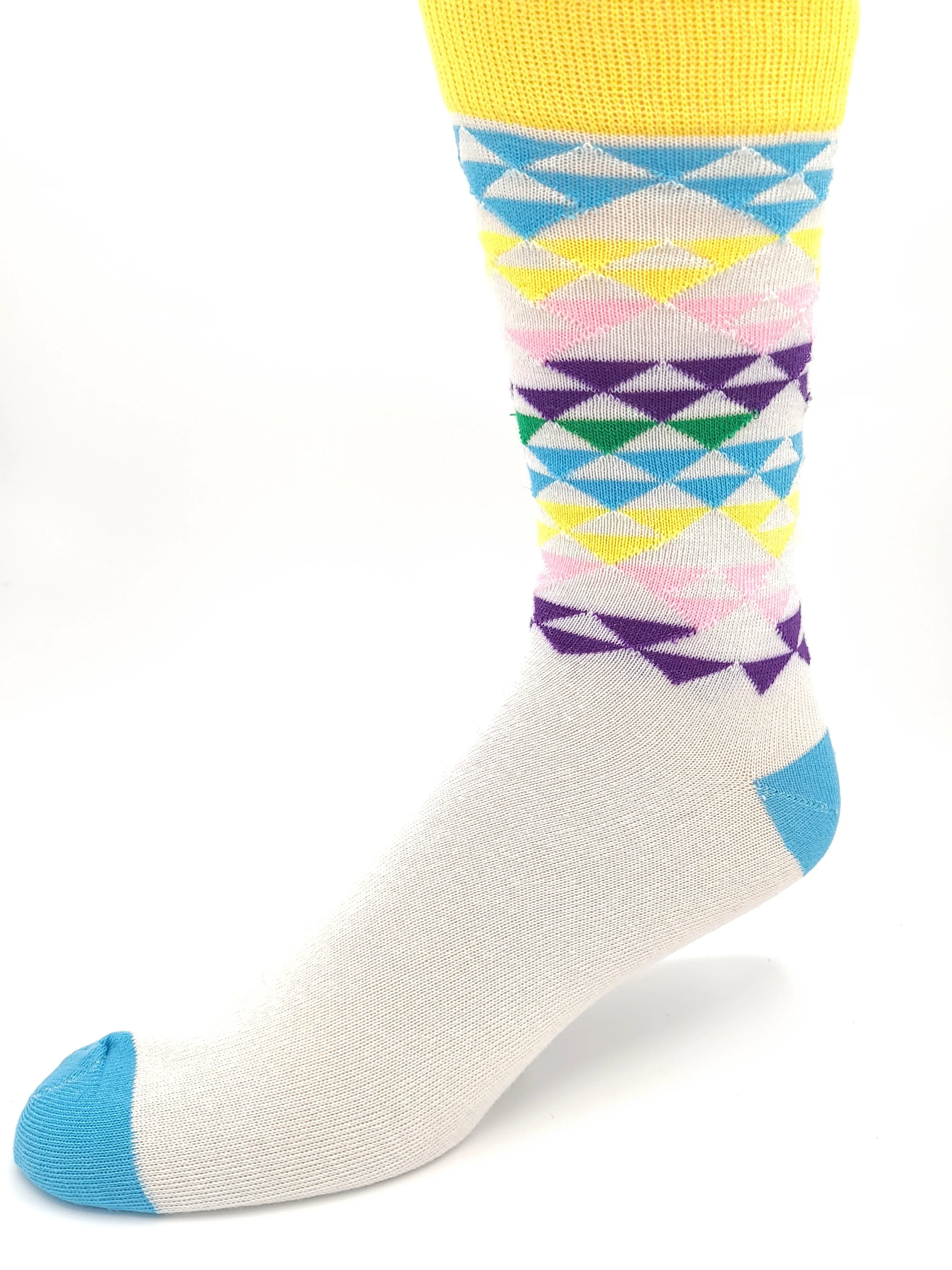 Men’s Casual Crew Dress Socks - Argyle Print