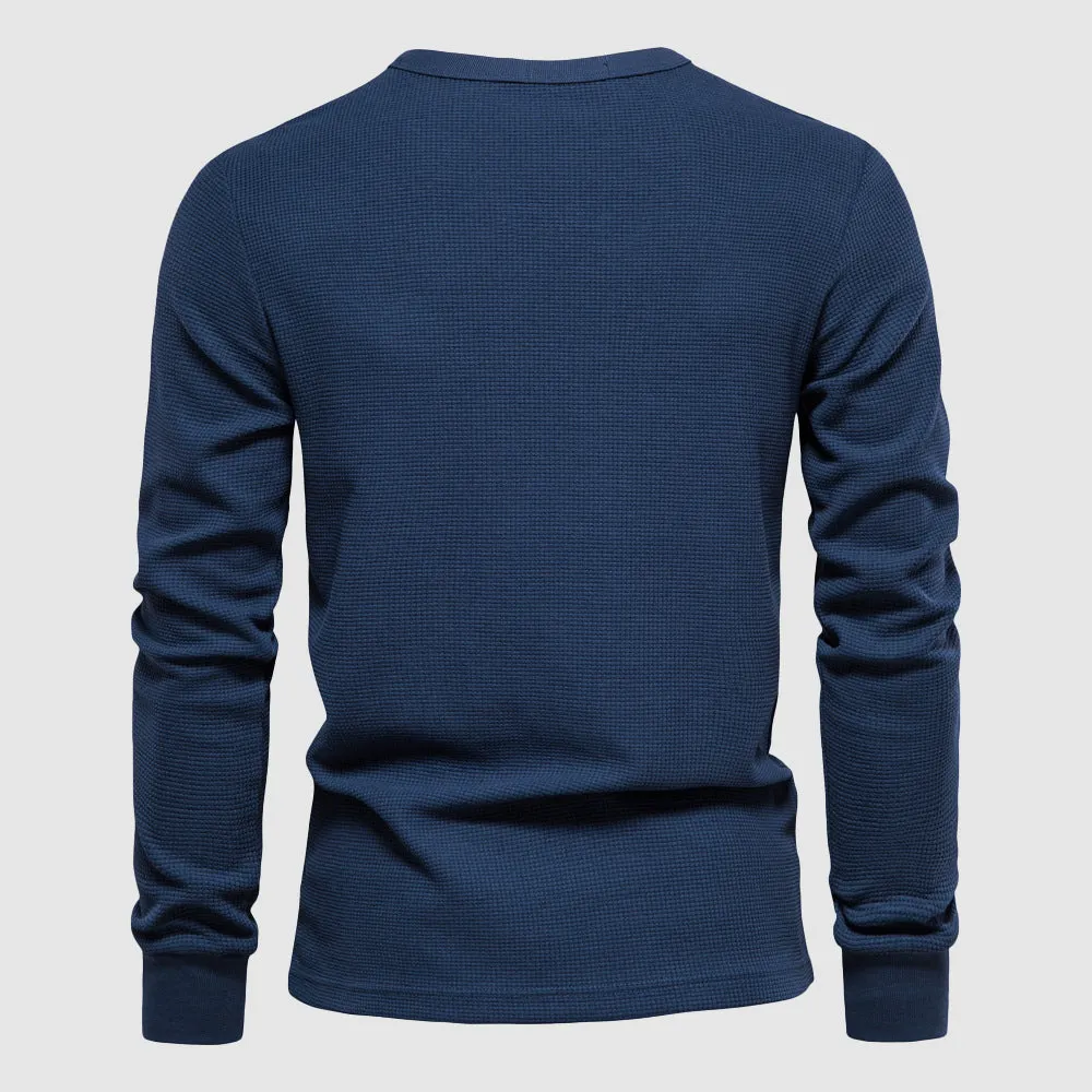 Men’s Cozy Waffle Pocket Long Sleeve Top