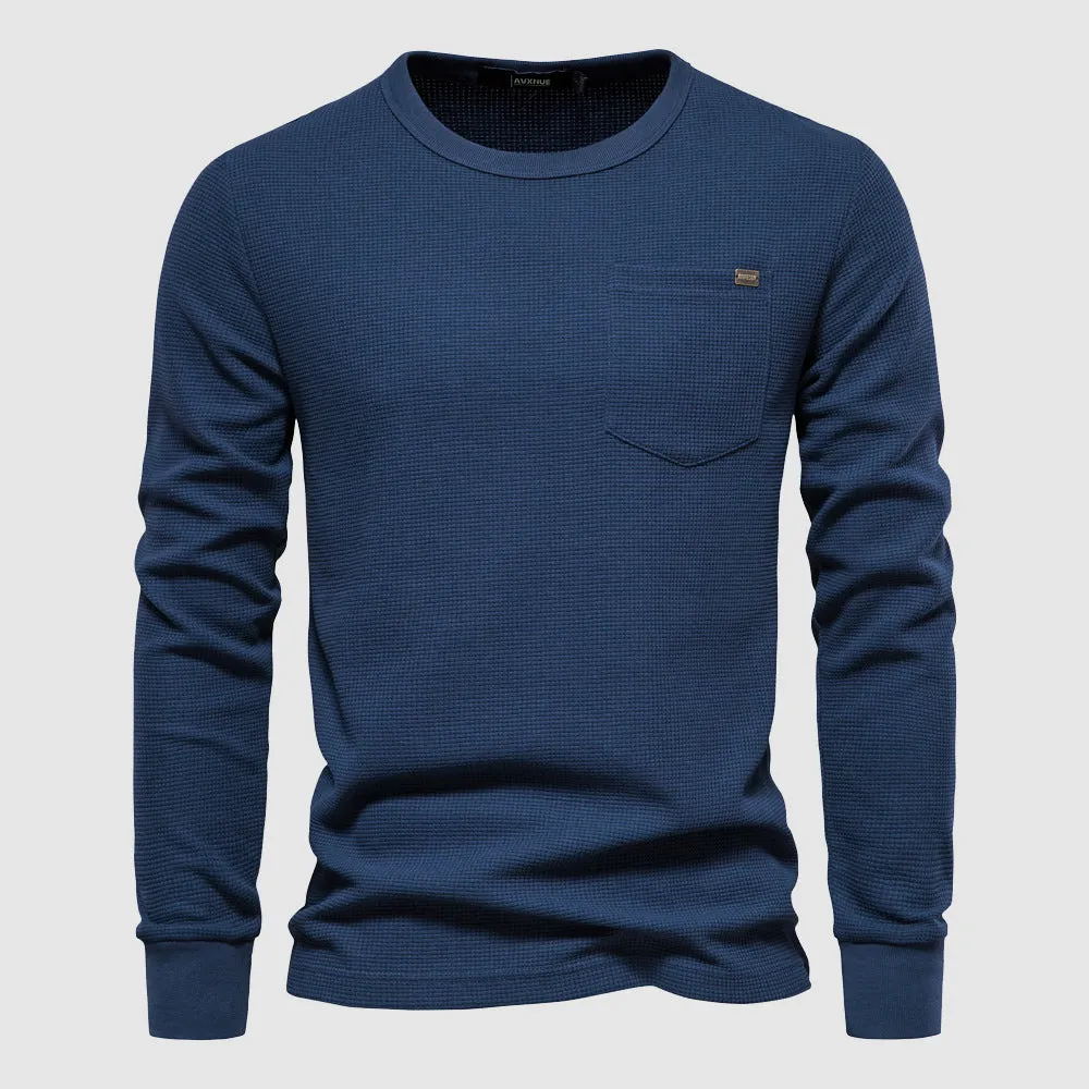 Men’s Cozy Waffle Pocket Long Sleeve Top