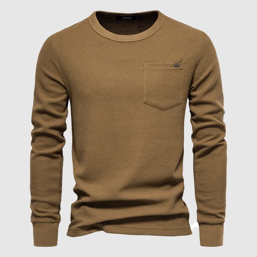 Men’s Cozy Waffle Pocket Long Sleeve Top